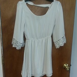 Boho white mini dress